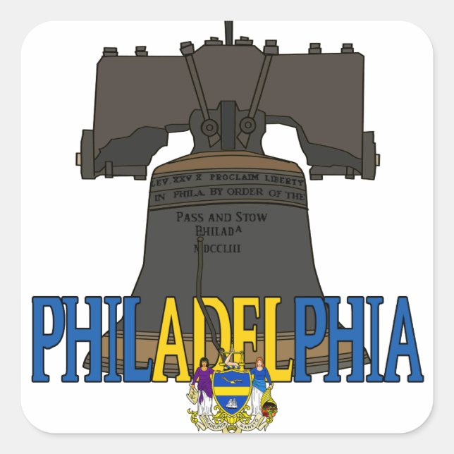 Sticker Carré Philadelphie USA Liberty Bell (Devant)