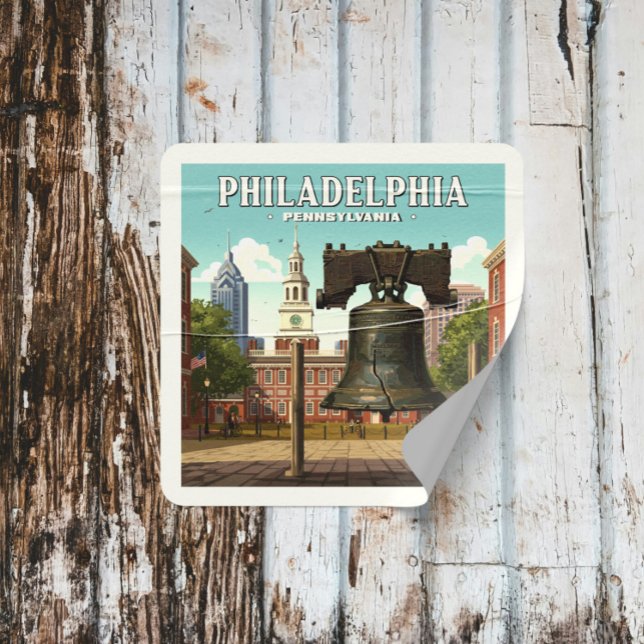 Sticker Carré Philadelphie vintage Pennsylvanie (Créateur téléchargé)