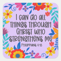 Philippiens 4:13 Bible Écriture Folk Art Floral