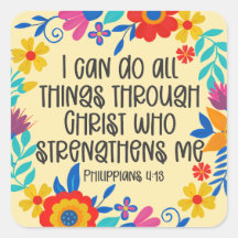 Philippiens 4:13 Bible Écriture Folk Art Floral