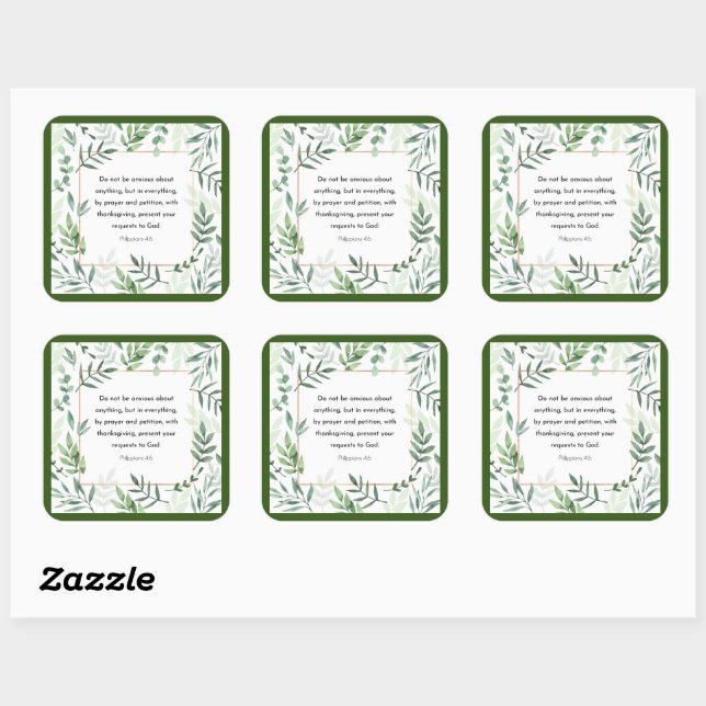 Sticker Carré Philippiens 4:6, Verse biblique, (Feuille)