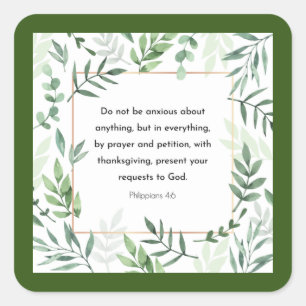 Sticker Carré Philippiens 4:6, Verse biblique,