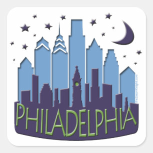 Sticker Carré Philly Skyline grand cool