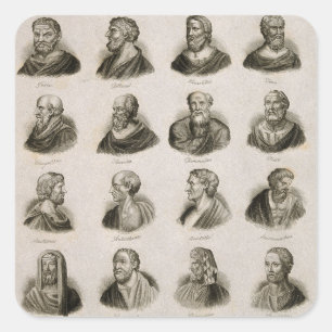 Sticker Carré Philosophes anciens Portrait Thinkers Vintage