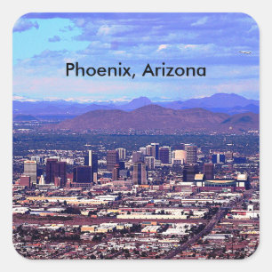 Sticker Carré Phoenix Arizona Skyline en journée