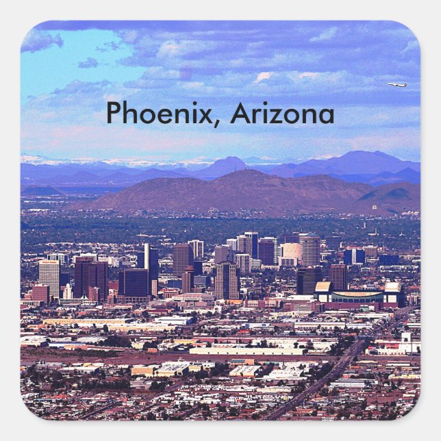 Sticker Carré Phoenix Arizona Skyline en journée (Devant)
