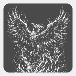 Sticker Carré Phoenix renaissant des flammes par BurnsInHell