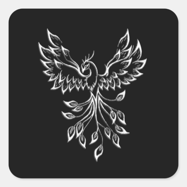 Sticker Carré Phoenix se lève sur le noir (Devant)