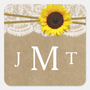 Sticker Carré Phoques de collection Kraft, dentelle et tournesol