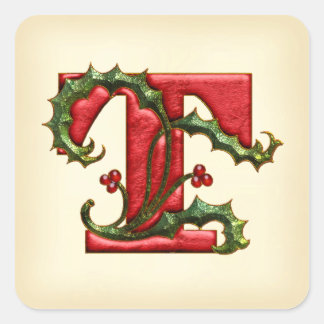 Sticker Carré Phoques de l'enveloppe T de monogramme de Noël