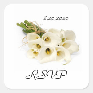 Sticker Carré Phoques d'enveloppe de Faire-part de mariage Calla