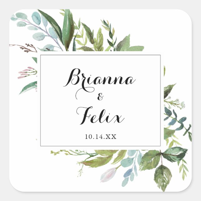 Sticker Carré Phoques d'enveloppes Mariages géométriques (Devant)