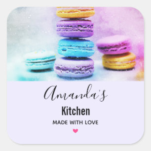Sticker Carré Photo Colorful Macarons Kitchen