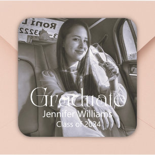 Sticker Carré photo de la promotion 2026 de la classe de typogra