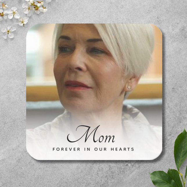 Sticker Carré Photo de maman Hommage personnalisé funérailles (Mom Photo Memorial Sticker)