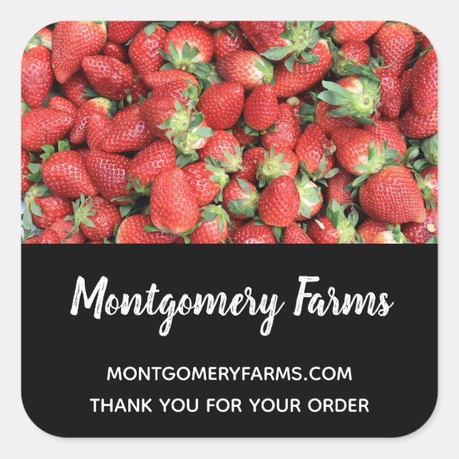 Sticker Carré Photo de Red Juicy Strawberries Business (Devant)