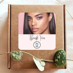 Sticker Carré Photo de remerciement de Maquillage Blush Rose Scr