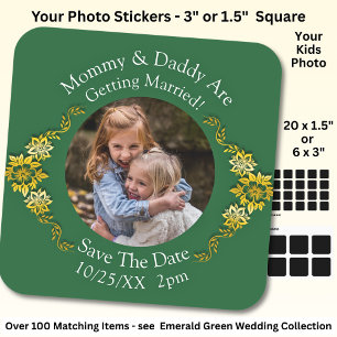 Sticker Carré Photo de vos enfants Maman Papa se marient 