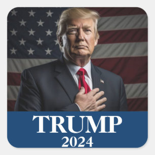 Sticker Carré Photo Donald Trump - Président - assez dit