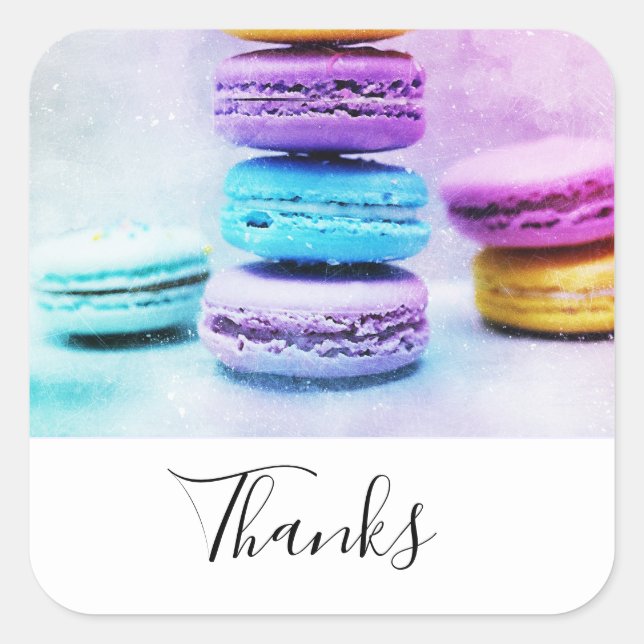 Sticker Carré Photo du Merci Colorful Macarons (Devant)