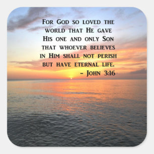 STICKER CARRÉ PHOTO INSPIRANTE DU LEVER JOHN 3:16