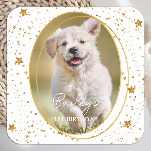 Sticker Carré Photo personnalisée Chien animal de compagnie Anni (Créateur téléchargé)