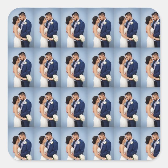 Sticker Carré Photo personnalisée de Cute Couple Mariage (Devant)
