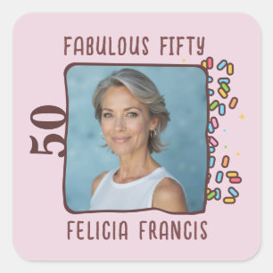 Sticker Carré Photo personnalisée Fabuleux Cinquante Anniversair
