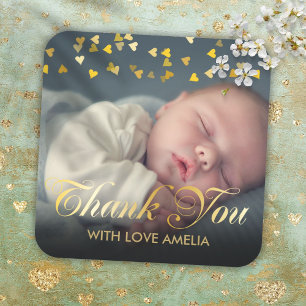 Sticker Carré Photo personnalisée Merci bébé