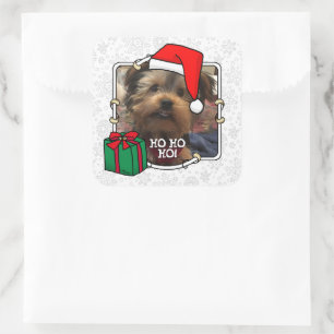 Sticker Carré Photo personnalisée Noël Père Noël Pet HO HO HO HO