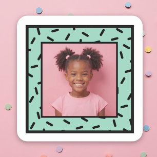 Sticker Carré Photo personnalisée Sprinkle Frame Anniversaire Fê