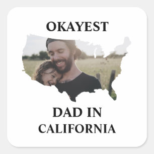 Sticker Carré Photo personnalisée USA Okayest papa Fête des père