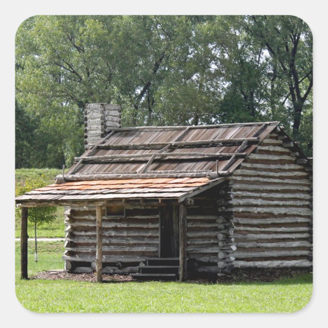 Sticker Carré Photo Rustic Log Cabine (Devant)