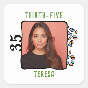 Sticker Carré Photo sur mesure 35e anniversaire fête des arrosag