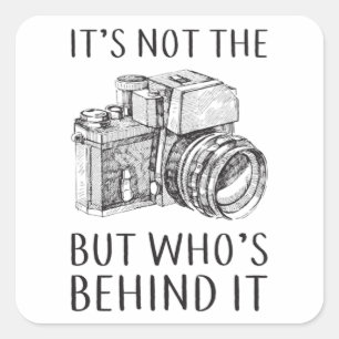 Sticker Carré Photographe Caméra Drôle Idée cadeau