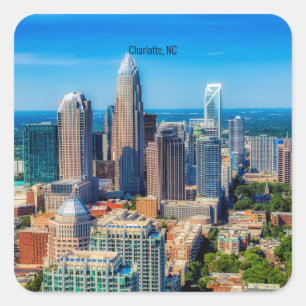 Sticker Carré photographie de la skyline de Charlotte, NC