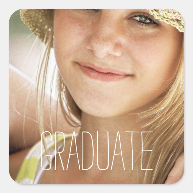 Sticker Carré Photos de Graduation Seals Moderne Lycée Graduate (Devant)