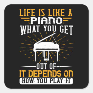 Sticker Carré Piano - La Vie Est Comme Un Piano