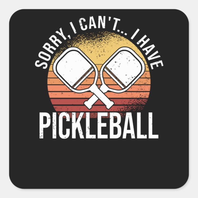 Sticker Carré Pickball Pickball Player Pas de temps Rétro (Devant)