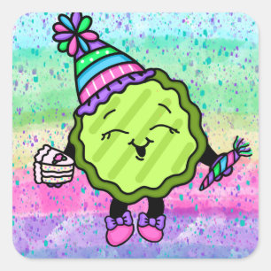 Sticker Carré Pickle d'anniversaire Casquette d'anniversaire r