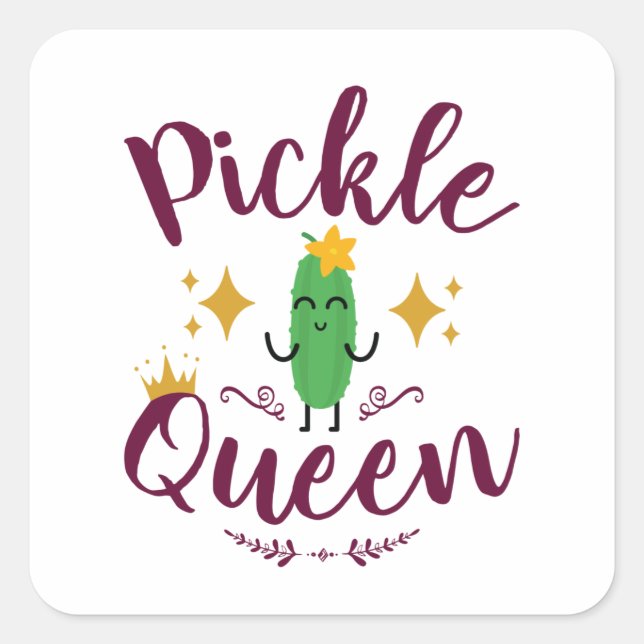 Sticker Carré Pickle Queen Pickles Lover Femmes Filles (Devant)