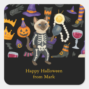 Sticker Carré Pickleball halloween fête pour les amoureux de les