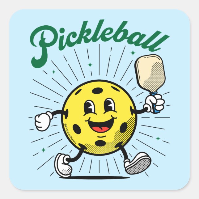 Sticker Carré PICKLEBALL MASCOT par PickleballPlayerz (Devant)