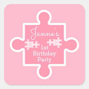 Sticker Carré Pièce de puzzles rose doux