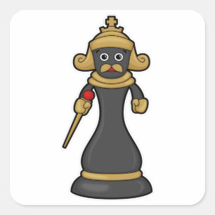 Sticker Carré Pièce d'échecs King aux échecs avec le personnel