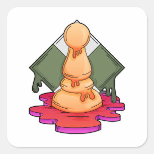 Sticker Carré Pièce d'échecs Pawn