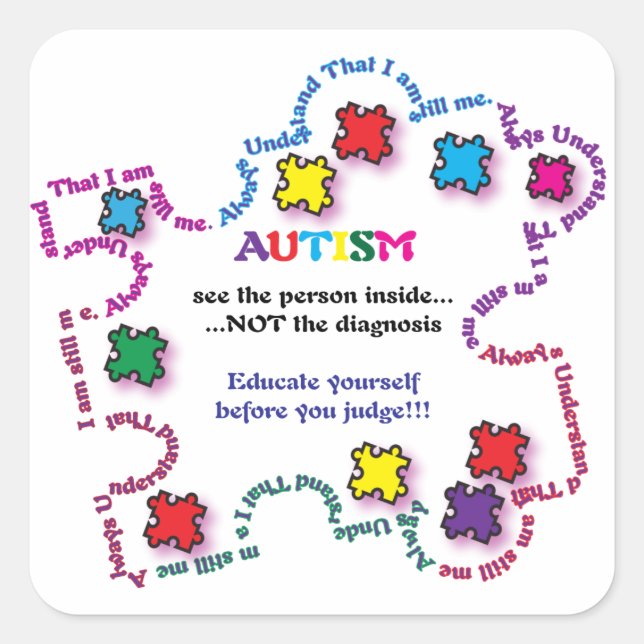 Sticker Carré Pièce du puzzle de l'autisme (Devant)