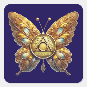 Sticker Carré Pièce symbole papillon AA