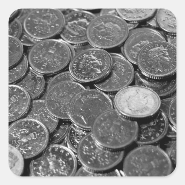 Sticker Carré Pièces de 5 pence britanniques (Devant)