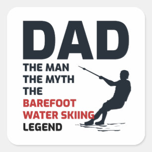 Sticker Carré Pied pieds nus ski nautique Papa